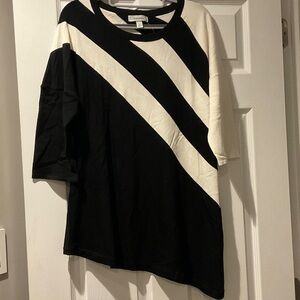 Black and White Striped Women's Top
